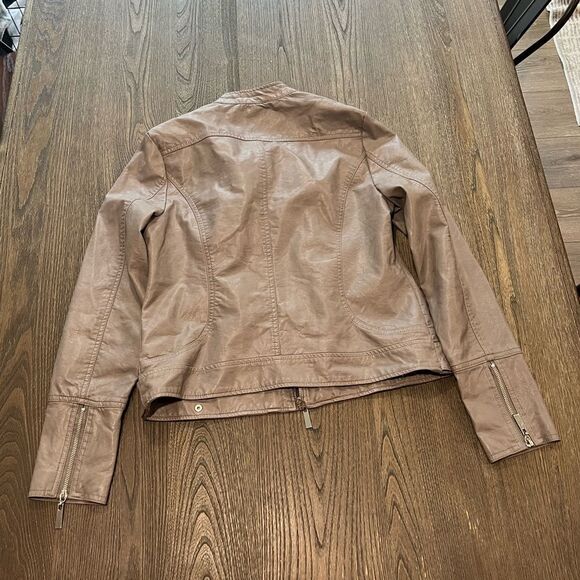 Apt 9 Taupe Faux Leather Motorcycle Jacket Size M - Picture 8 of 8